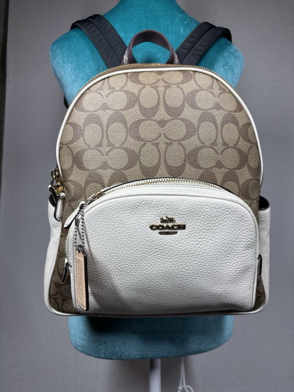 Coach Court Backpack Signature Canvas Chalk White Leather Bag 5671 Rucksack